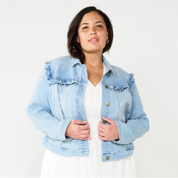 Draper James Jackets & Blazers - DRAPER JAMES RSVP Ruffle-Yoke Denim Jacket 3 X
